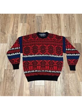 Vintage Ossi Skiwear Men’s Geometric Wool Blend Sweater